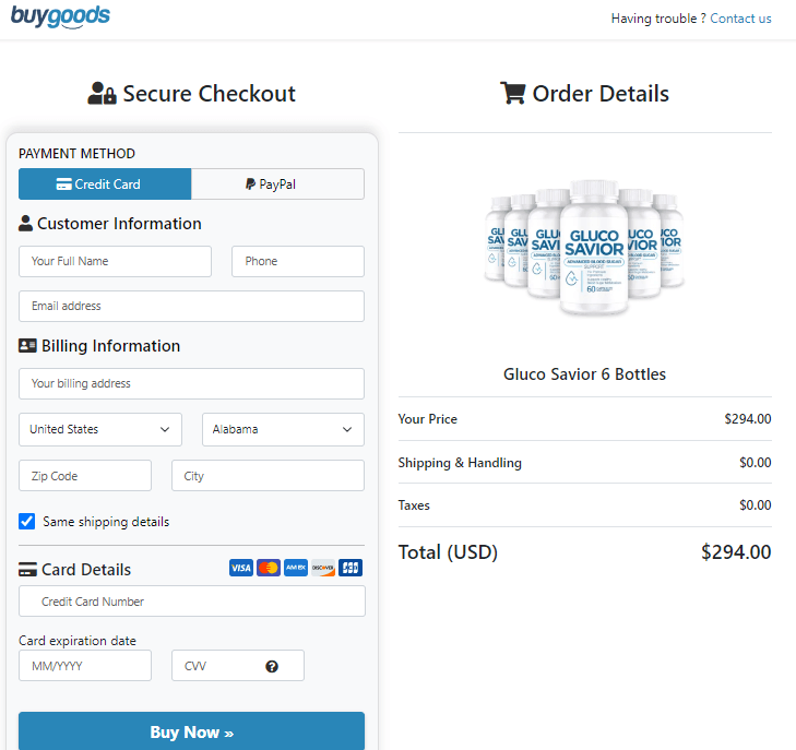 gluco savior order page